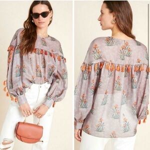 Anthropologie Sachin & Babi Acacia Tasseled Blouse XS SM